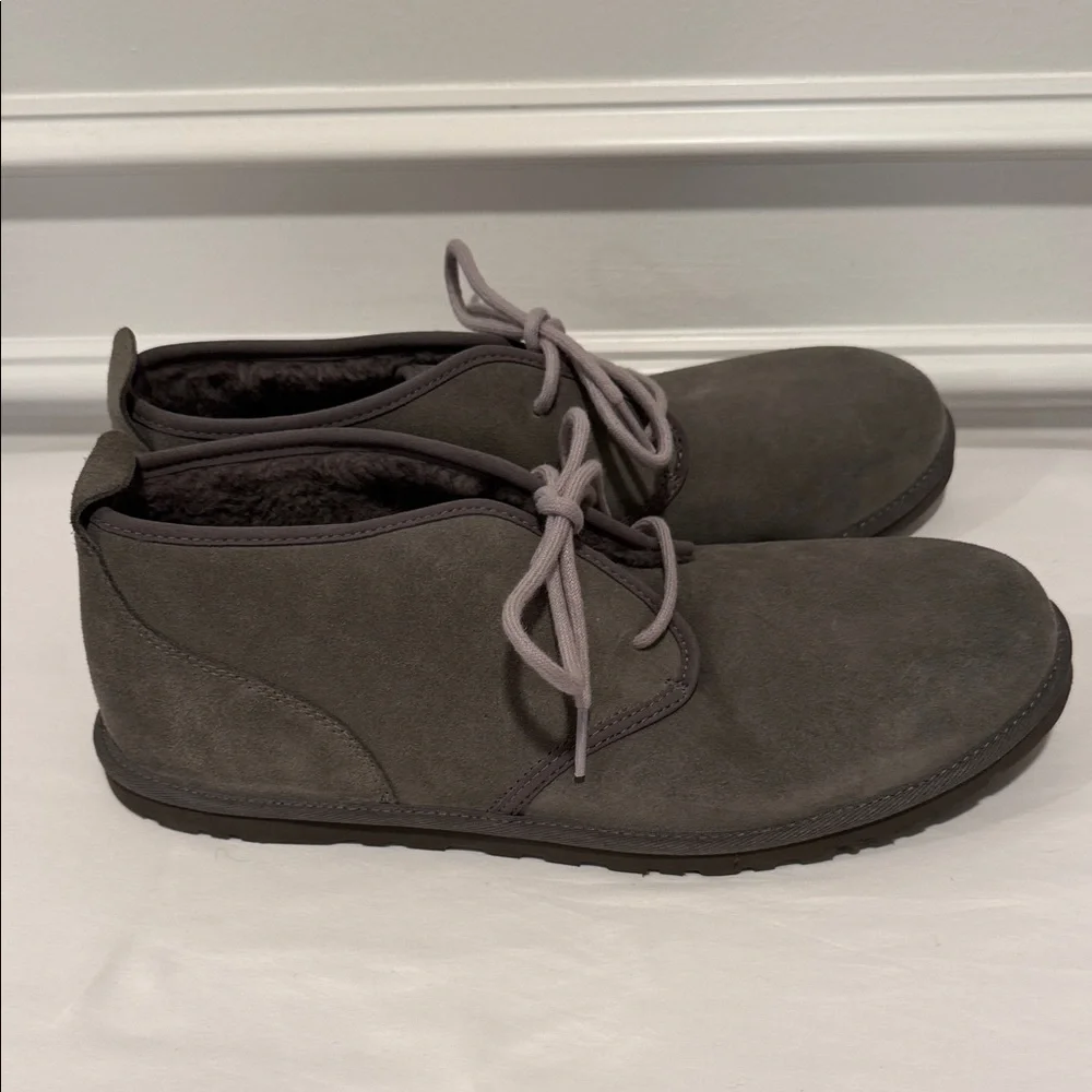 UGG Men’s Maksim Chukka Boots Size 12‎ Gray Suede Shearling Lined Lace-Up NEW